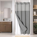 Stall No Hooks Needed Linen Textured Shower Curtain by EACHOPE