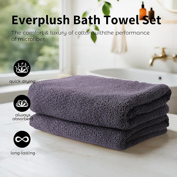 Everplush Diamond Collection 6-Piece Bath Sheet Set, Soft Plush Jacquard Luxury - Image 3
