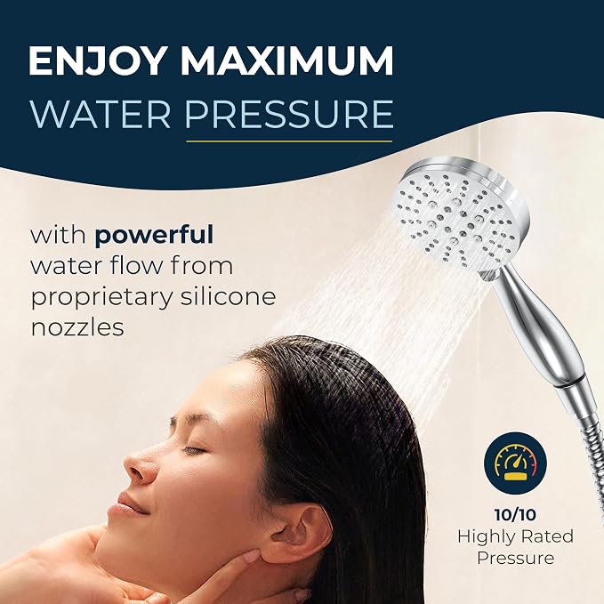 HammerHead Showers® Solid Metal 3-Spray Handheld Shower Head - Image 4