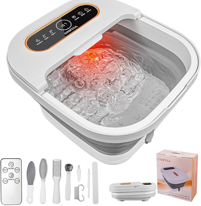 Collapsible Foot Spa Bath with Heat, Touch Screen, Remote Control, Massage by UNIFULL
