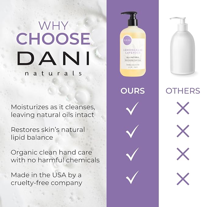 DANI Naturals Moisturizing Hand Soap – Calming Lemongrass Lavender Scent - Image 6