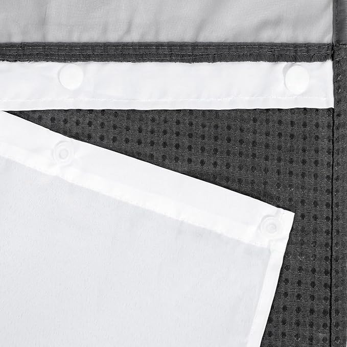 River Dream Heavyweight No Hooks Required Dotted Waffle Weave Shower Curtain - Image 4