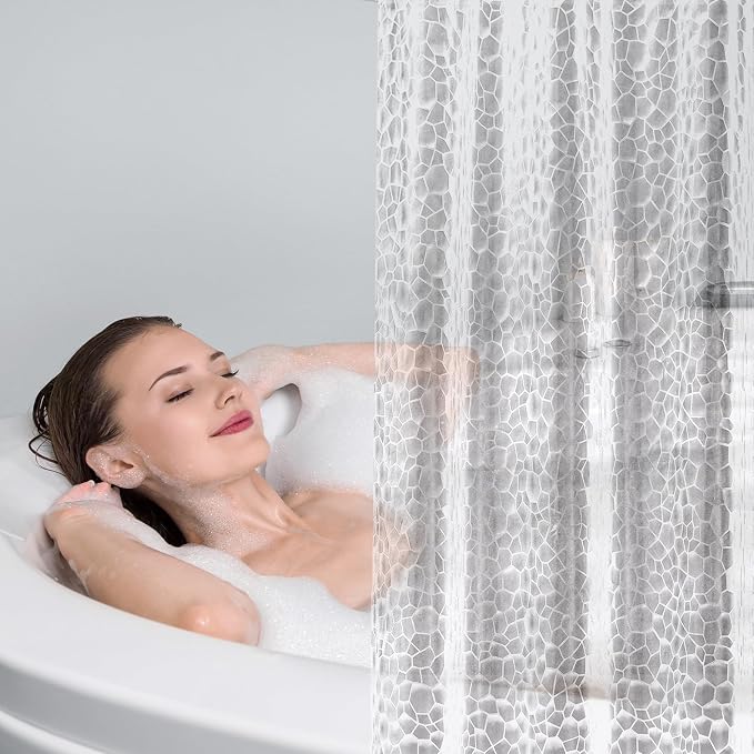 UFRIDAY Clear Shower Curtain Liner 72 x 72 inch, EVA 3D Cube Weighted Plastic - Image 7