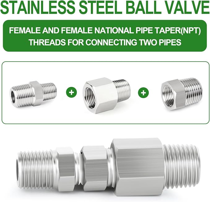 TAISHER 10PCS 304 Stainless Steel Pipe Fitting, 3/8" NPT Male x 3/8" NPT Female - Image 6