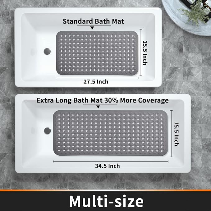 Yimobra Non Slip Bath Mat, Super Strong Suction Cups, 34.5"x15.5"Long Tub Mat - Image 6