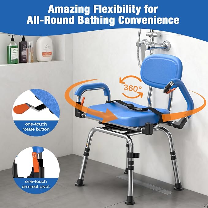 4-in-1 Wide 360° Swivel Shower Chair - Image 3