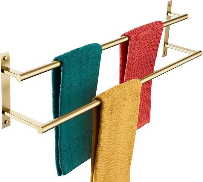 KOKOSIRI 32 Inch Bathroom Towel Racks Double Towel Bar Bath Towel Holder Towel by KOKOSIRI