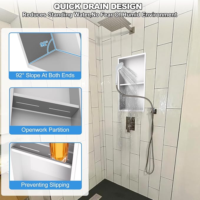 304 Stainless Steel Shower Niche Insert-24 x 12" No Tile Needed Bathroom Niche - Image 4
