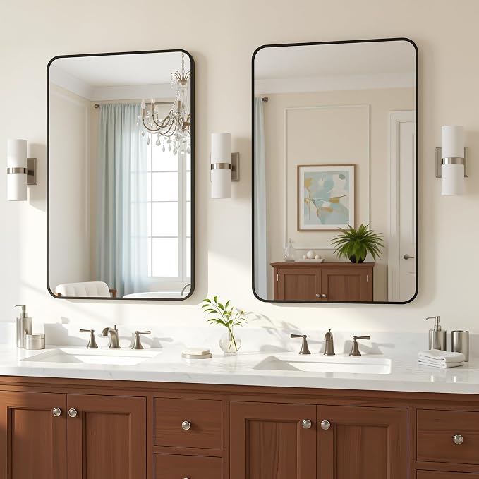 Antok 2-Pack Bathroom Mirrors, Decorative Mirror Vanity Mirror Aluminum Alloy by AntokMirror