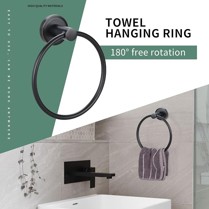 Bathroom Hardware Set Oil Rubbed Bronze Towel Bar 5 Piece - Image 4