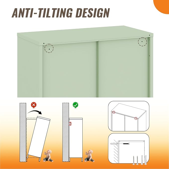 Locker Cabinet, 35.43" H Green Metal Locker Storage Cabinet - Image 7