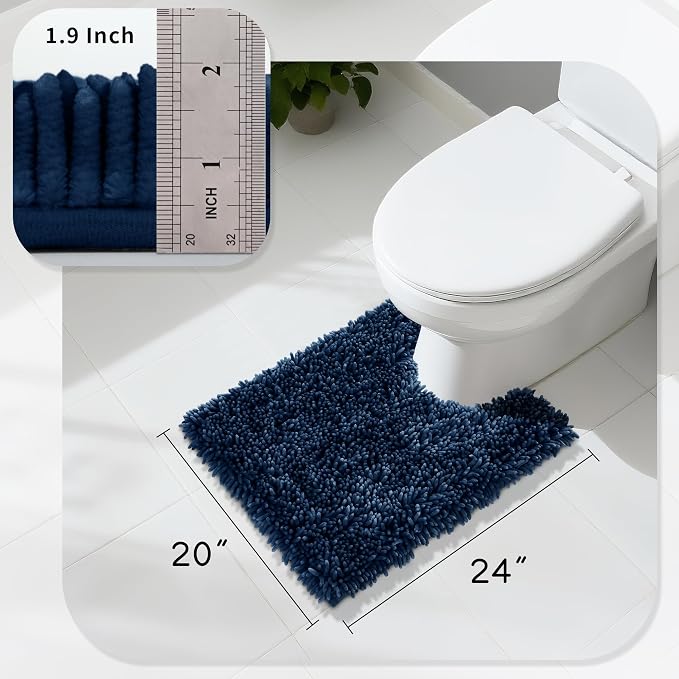 Yimobra Toilet Rugs U Shaped Washable, Extra Thick Soft Absorbent Chenille - Image 2