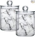 MNSRUU 2 Pack Qtip Holder Organizer Dispenser Stylish White Marble Texture by MNSRUU