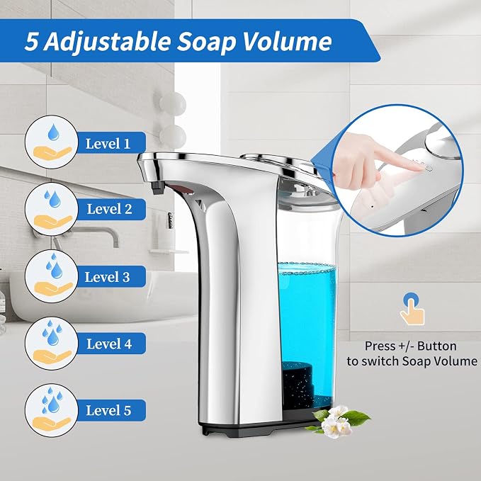 Automatic Soap Dispenser, Touchless Sensor Hand Soap Dispenser 17oz/500ml Silver - Image 3