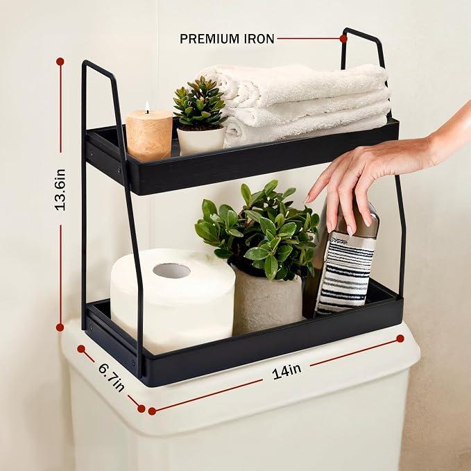 Acacia Bathroom Organizer Countertop 13.6 x 14 x 6.7 inches, 2-Tier Wood - Image 3