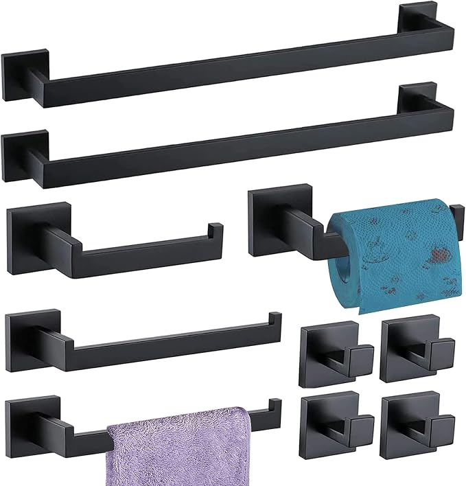Bathroom Hardware Set 10 Piece Matte Black Bathroom Accessories Set SUS304 by TAUN