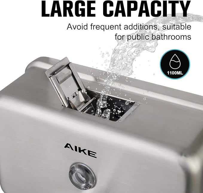 AIKE AK1005 Commercial Soap Dispenser – 37oz Capacity, Brushed Stainless Steel - Image 5