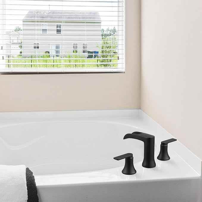 Solid Brass Waterfall Bathtub Faucets Set, 3 Hole Matte Black Tub Faucet 2 - Image 7