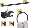 5-Piece Black Gold Bathroom Hardware Set, SUS304 Stainless Steel Bathroom by LairuierBathroomHardwareSet
