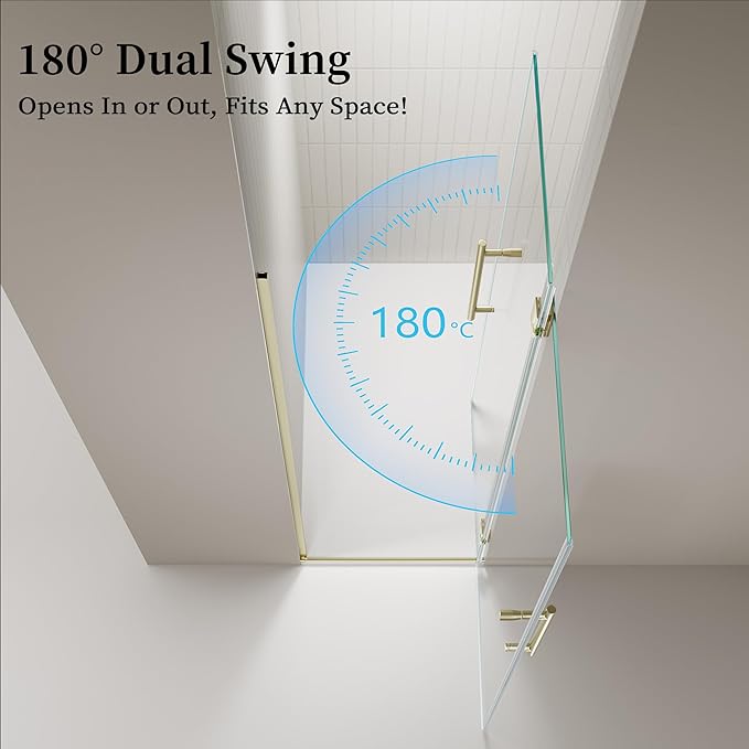 23.6-23.8" x 72" Frameless Hinged Shower Door, Single Swing Shower Panel - Image 2