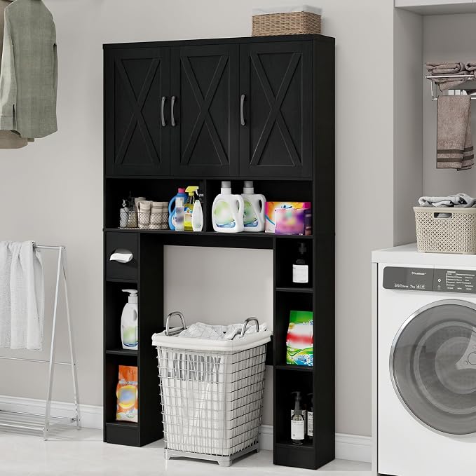 Over The Toilet Storage Cabinet, Farmhouse Toilet Cabinet Rack - Image 6