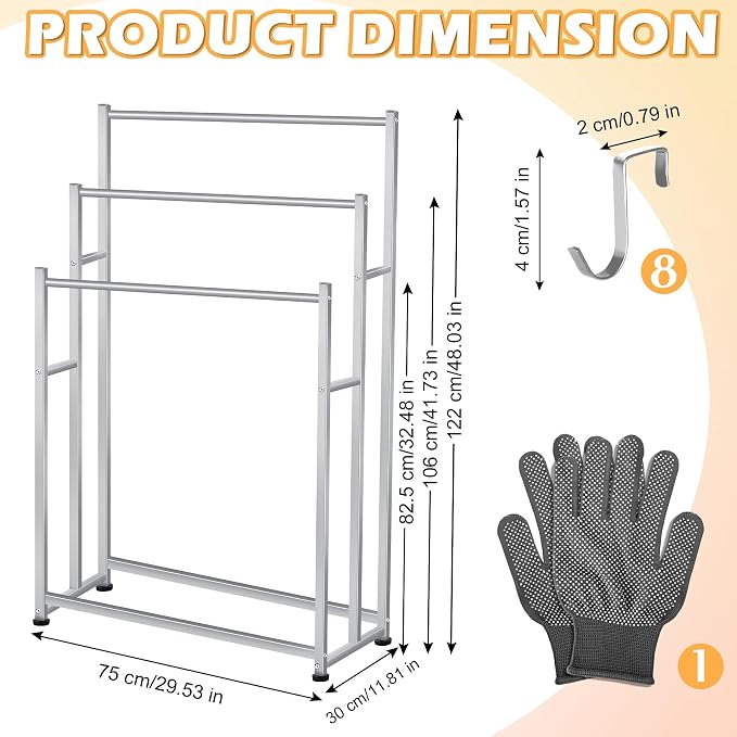 47.6 Inch Tall Free Standing Towel Racks 3 Tier Pool Towel Rack Outdoor - Image 2