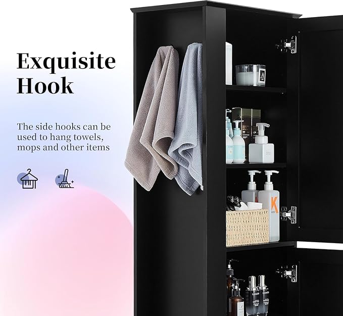 Tall Narrow Storage Cabinet, Wood White Storage Cabinet - Image 6