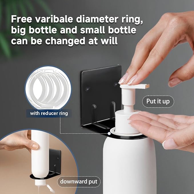4Pcs Shampoo Bottle Dispenser Holder Wall Mount Bottle Holder Hand - Image 2