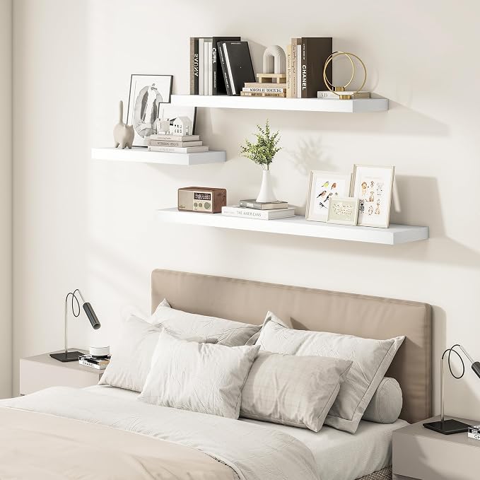 Vivelove White Floating Shelves Over Toilet, 24/36/48/55 Inch X 12 Deep Shelves - Image 5