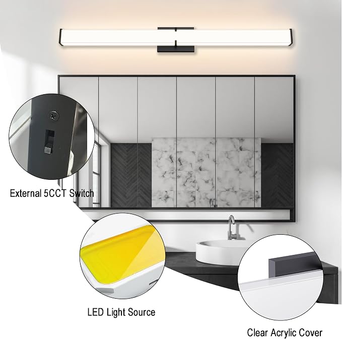 39.96Inch 3600LM Bathroom Light Fixtures 5CCT Optional, Dimmable Bathroom - Image 6