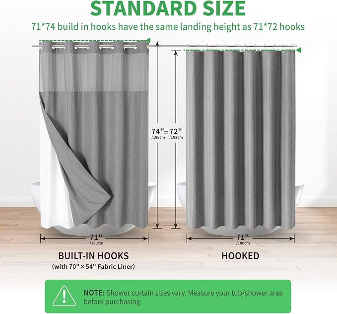 No Hooks Needed Linen Textured Shower Curtain - Image 6
