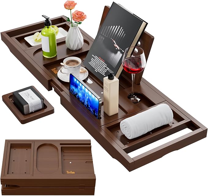 Yirilan Luxury Bathtub Tray Caddy, Expandable Bath Tray, Unique House Warming by Yirilan