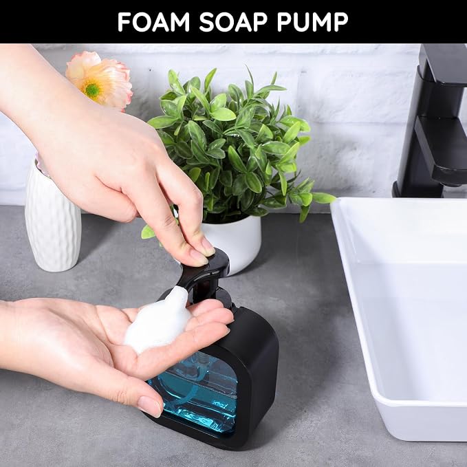 Segbeauty 10.1oz Black Foaming Soap Dispenser, 300ml Square Foam Bottle - Image 7