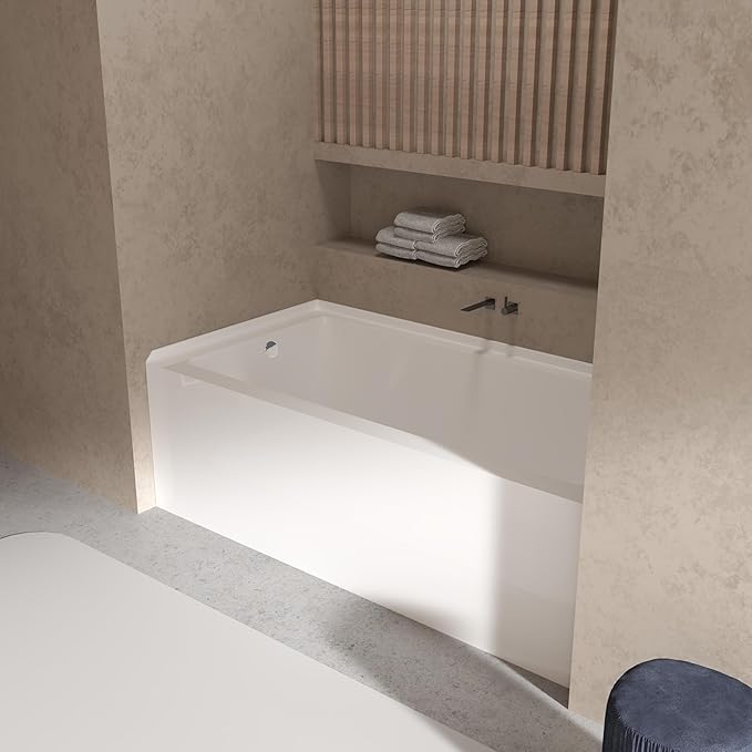 60x30 Inch Acrylic Drop-in Bathtub, Rectangular Soaking Tub by Unknown