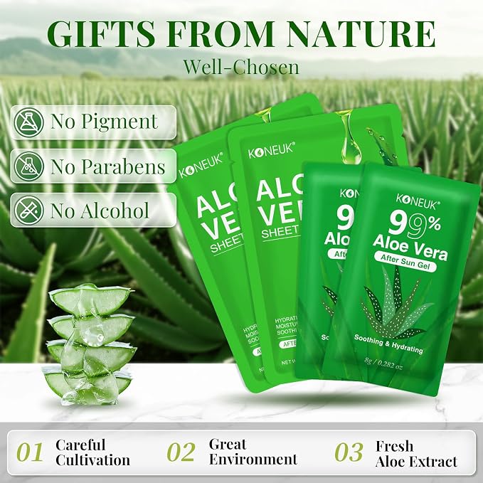 30 Pack Aloe Vera Gel and 30 Pack Face Masks Skincare, Aloe Vera Gel and Facial - Image 2