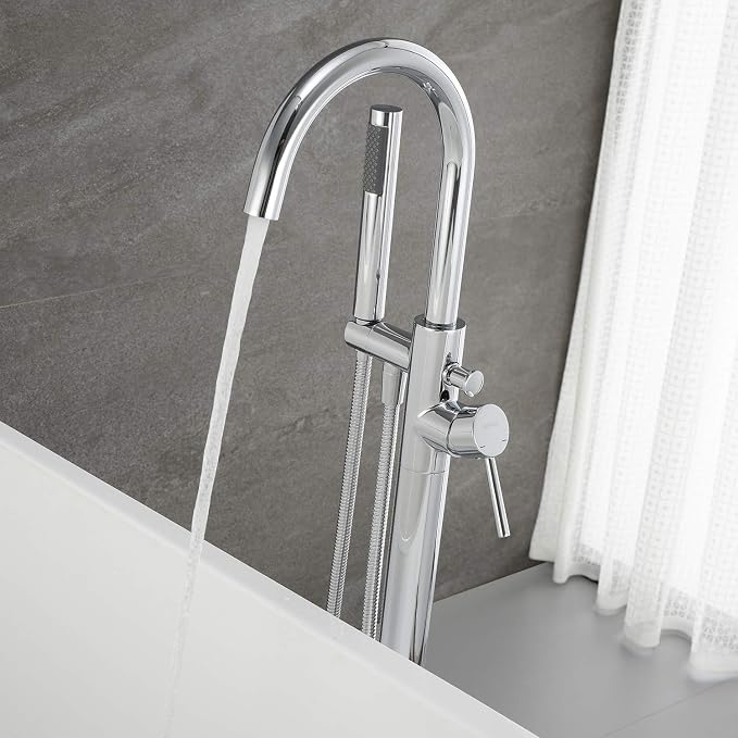 Freestanding Tub Filler Bathtub Faucet Chrome Single Handle Floor Mounted - Image 4