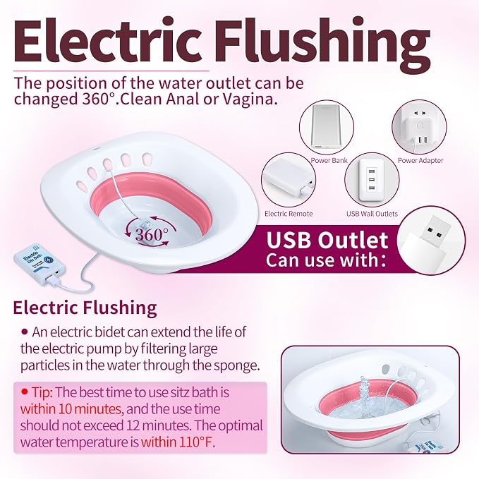 Electric Sitz Bath for Toilet Seat, for Hemorrhoids and Postpartum Care - Image 4