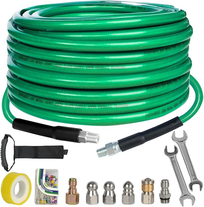 Hourleey Sewer Jetter Kit for Pressure Washer 50FT, 4000 PSI Drain Cleaner Hose by Hourleey