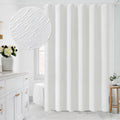 MitoVilla White Fabric Shower Curtain 72 x 78, Farmhouse Long Modern Geometric by MitoVilla