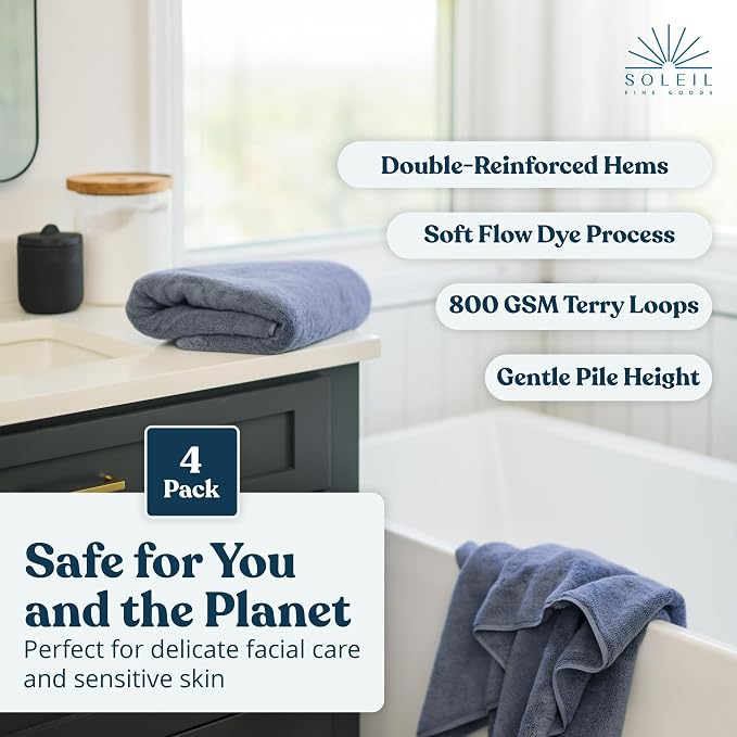Soleil Fine Goods Luxurious 800 GSM 100% Cotton Bath Towel Set - Image 7