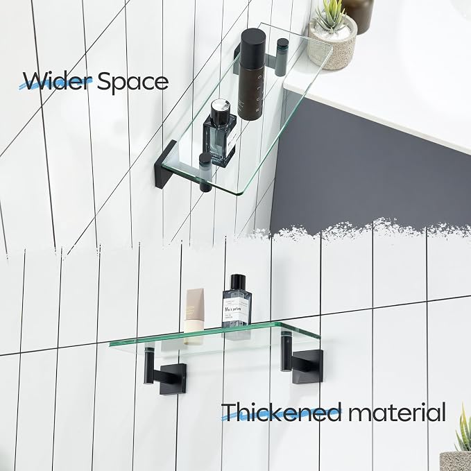 KOKOSIRI Bathroom Shelves Glass Floating Shelf 12-Inch - Image 4