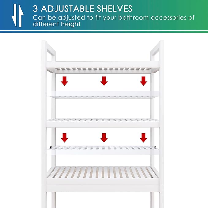 SMIBUY Bathroom Storage Shelf, Bamboo Over-The-Toilet Organizer Rack, - Image 7