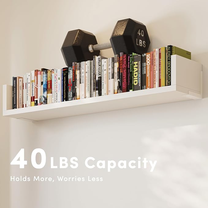 Wall Bookshelf, 36 Inches U Shaped Wall Shelves, Long Deep Floating Shelves - Image 3