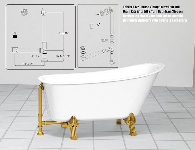 Artiwell Vintage Claw Foot Tub Drain Kit - Image 3