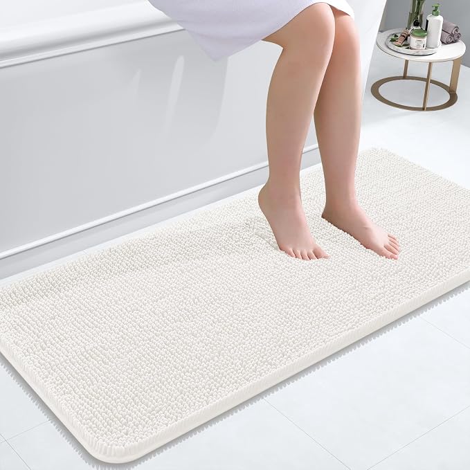 OLANLY Bathroom Rugs 47x20, Extra Soft Absorbent Chenille Bath Rugs, Rubber by OLANLY