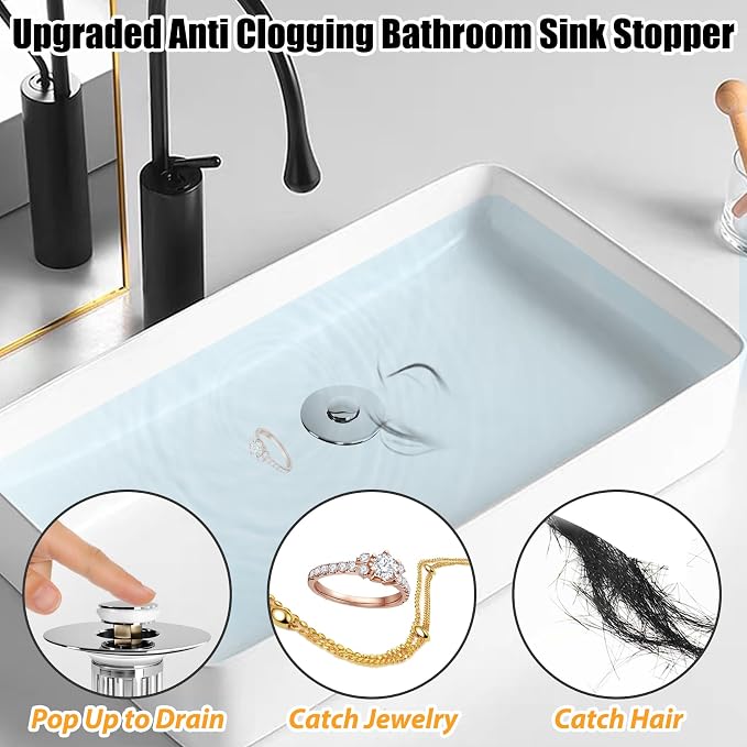 Bathroom Sink Drain Strainer, Universal Sink Plug - Image 6