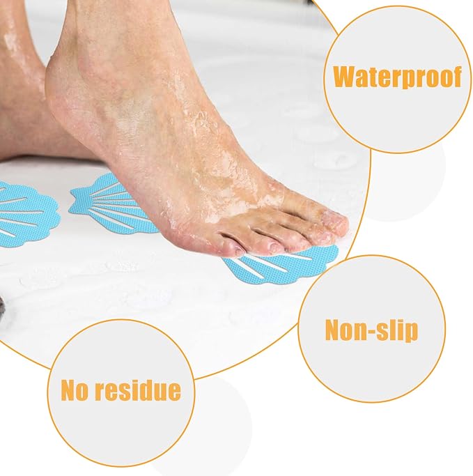 12 Pcs Bathtub Stickers Non Slip, Shell Shaped Tubs Safety Shower Treads - Image 4