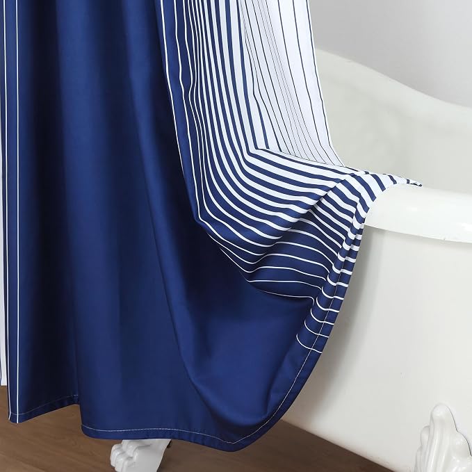 Extra Long Blue Shower Curtain, Modern Navy Blue and White Gradient Vertical - Image 5