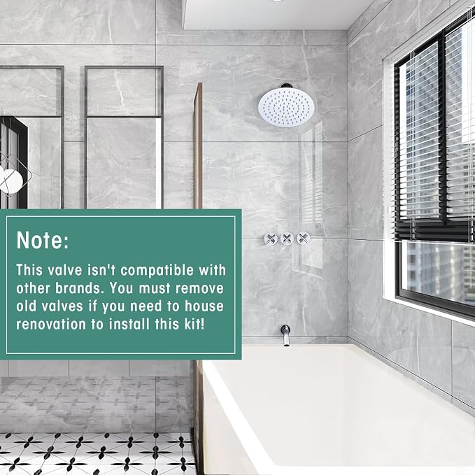 PROOX 3 Handle Tub Shower Faucet Set, Polished Chrome Bathtub Shower Faucets - Image 2