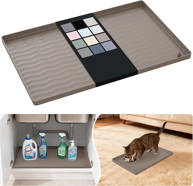 URMONA Waterproof Silicone Under Sink Mat 19'' x 12'' Shelf Liner by URMONA